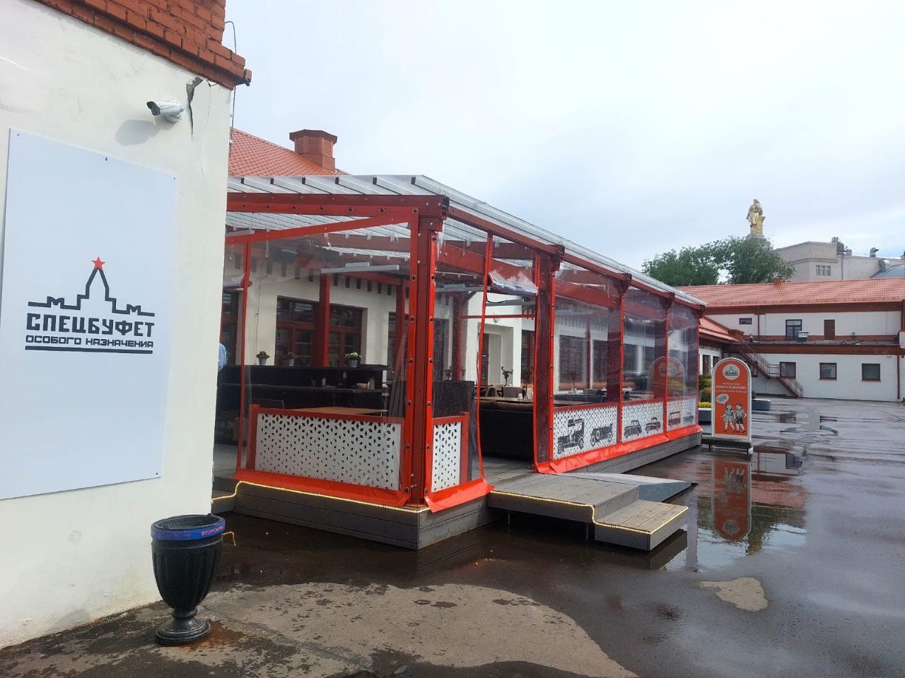 ПВХ шторы для летней террасы кафе в посёлке Климово